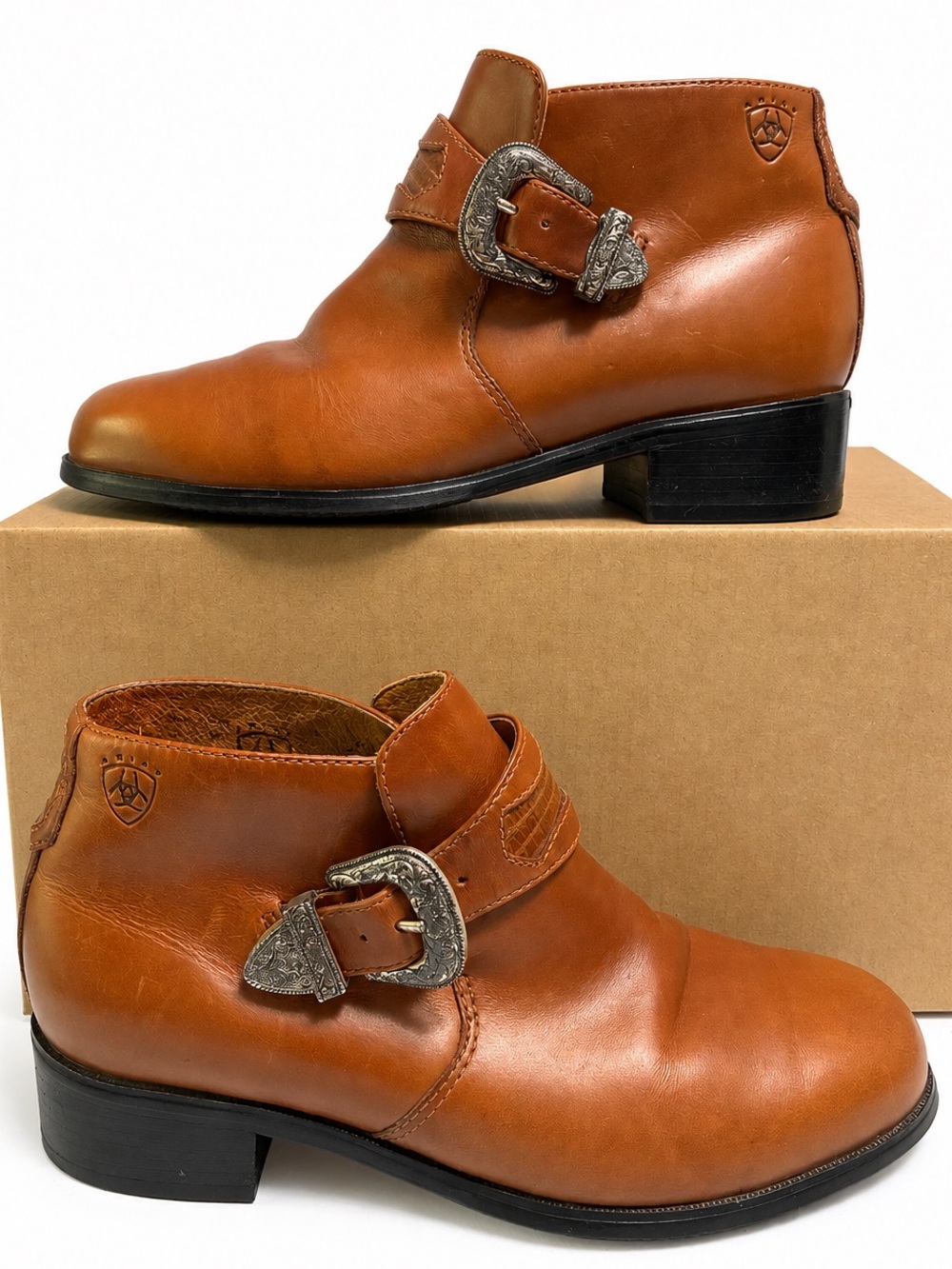 Ariat Womens Brown Leather Blair Western Monk Strap Ankle Bootie Size 6M 16428